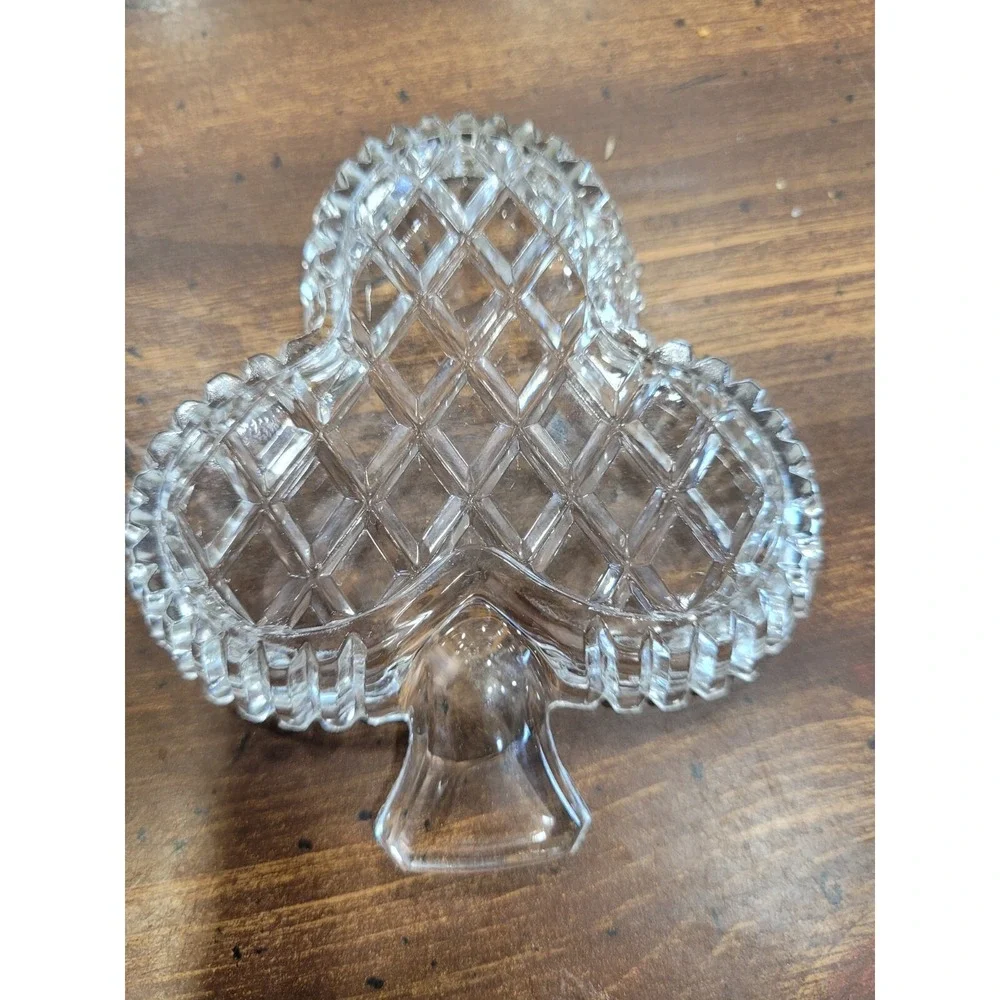 Vintage Depression Glass Clover Dish Card Suit